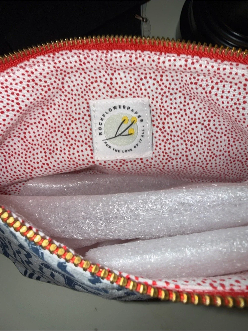 Nautical Anchor Print Cosmetic Pouch - Navy and White with Red Zip